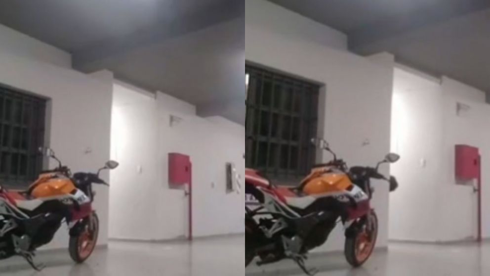 La extraña figura fue filmada por una imagen y sus extraños ruidos causaron espanto (Captura TikTok).