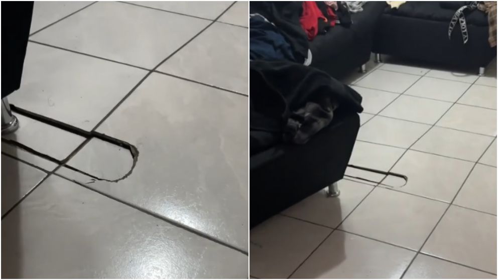 Una mujer grabó el momento en el que un "fantasma" levanta el piso del comedor de su casa.