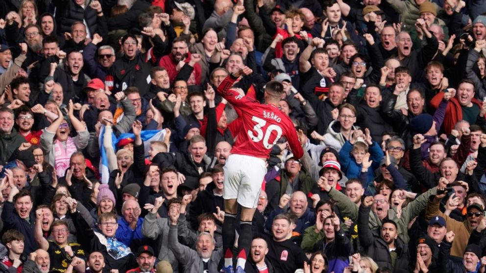Benjamin Sesko, autor de uno de los goles de la victoria del Manchester United ante Crystal Palace.