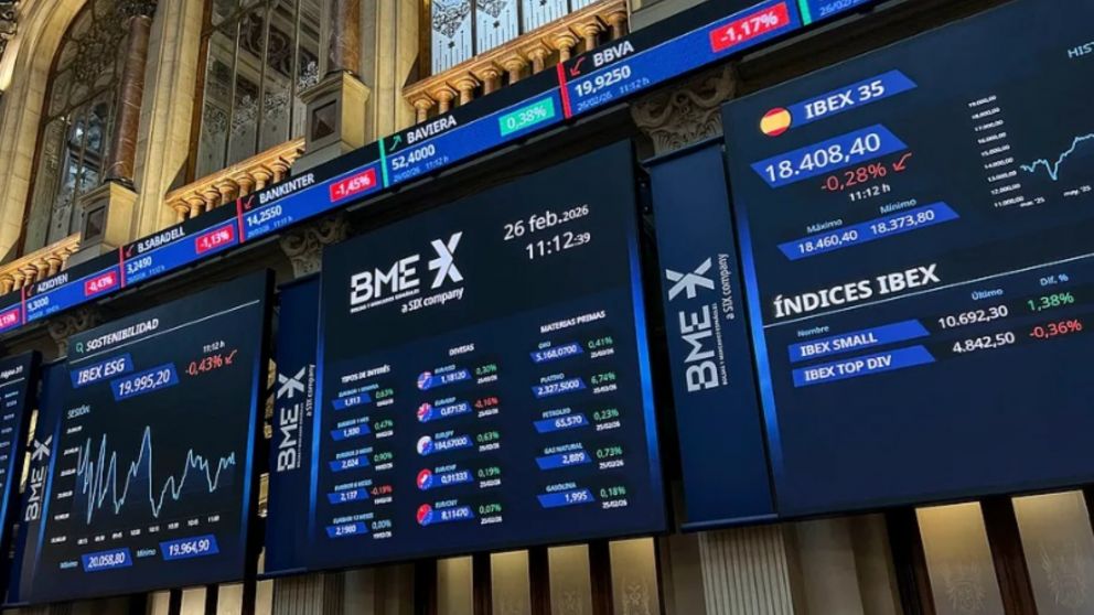 N�meros en rojo en la Bolsa de Madrid.