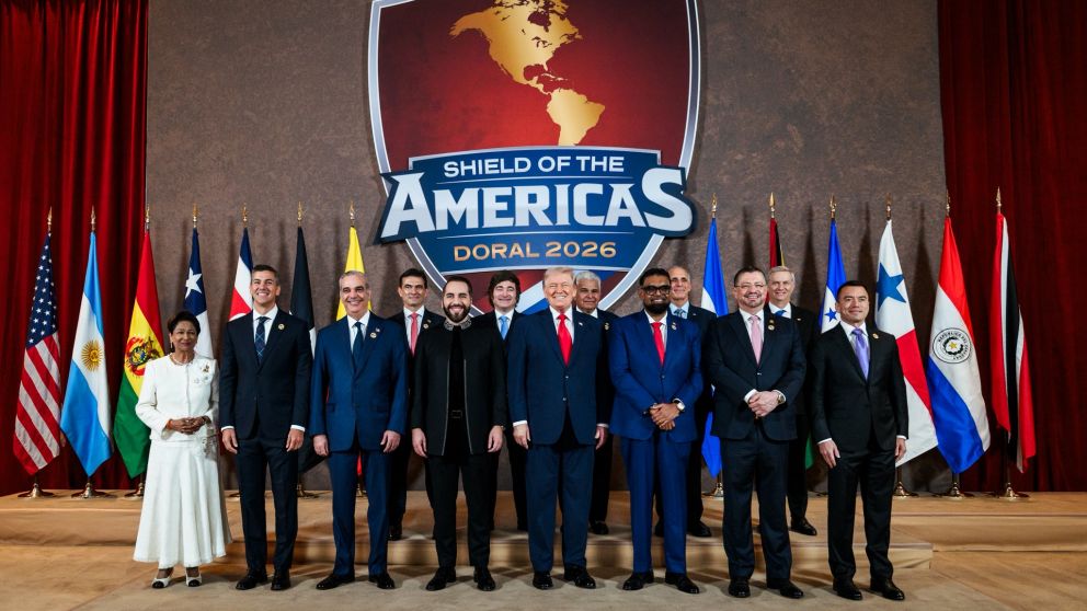 Milei lleg� a la cumbre "Escudo de las Am�ricas" encabezada por Trump