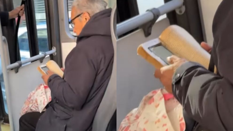 El hombre viajó en colectivo con su ingenioso método para evitar el robo de su celular.