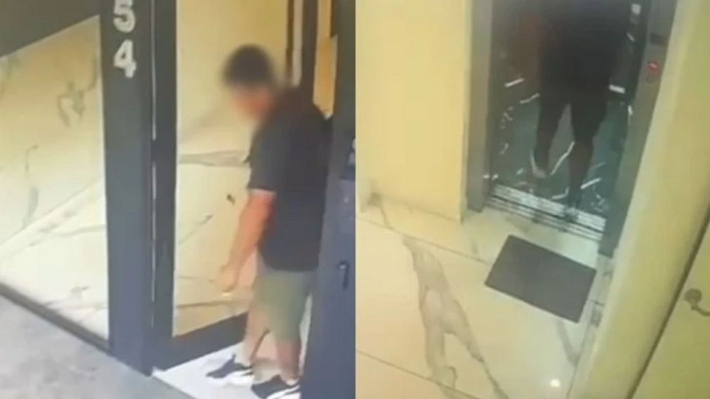 Uno de los delincuentes ingresando al edificio de una de las víctimas.