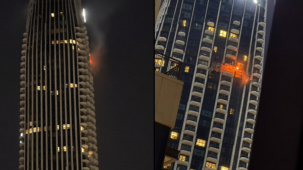 Un dron impactó contra un edificio en Dubái (Imagen captura).