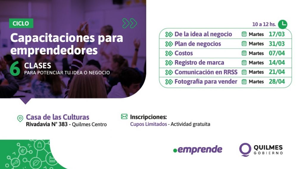 Ciclo de Capacitaciones para Emprendedores en Quilmes: los detalles