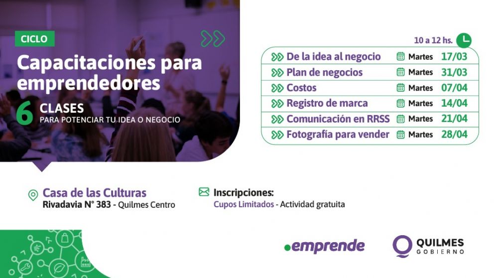 Ciclo de Capacitaciones para Emprendedores en Quilmes: los detalles