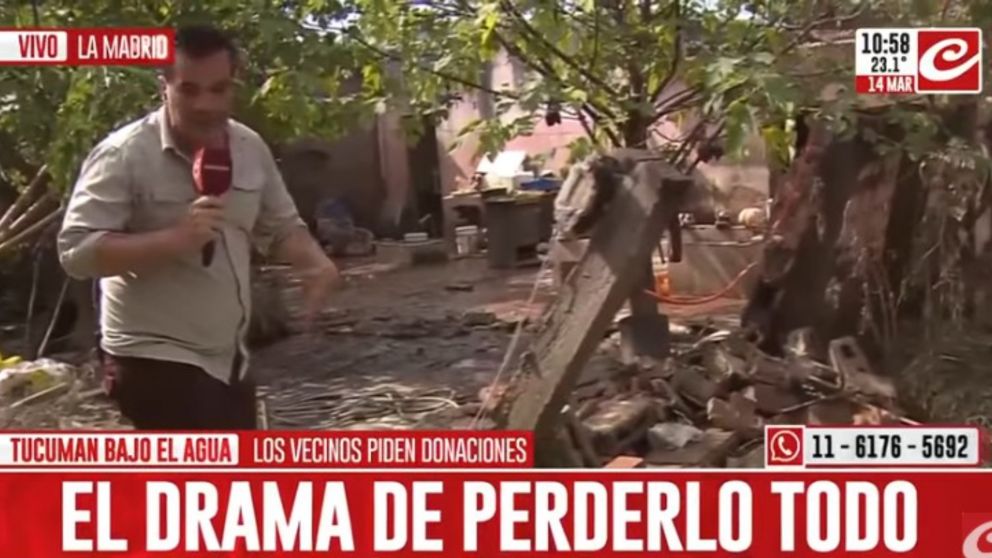 La Localidad de La Madrid es el epicentro de las inundaciones en la provincia de Tucum�n (Captura de TV).