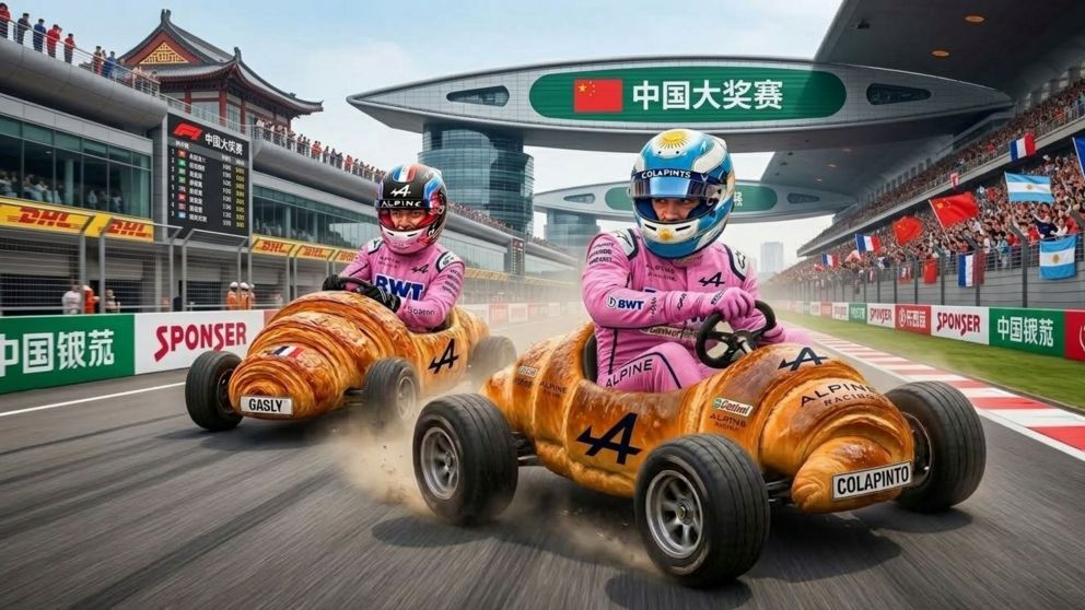 Lluvia de memes de Franco Colapinto tras el Gran Premio de China de Fórmula 1. (IA)
