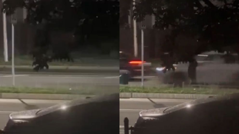 Una extra�a figura negra apareci� en plena noche y el video caus� terror (Imagen captura).