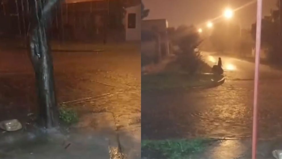 Sorpresa y miedo por la aparición de un duende en plena lluvia (Captura video).