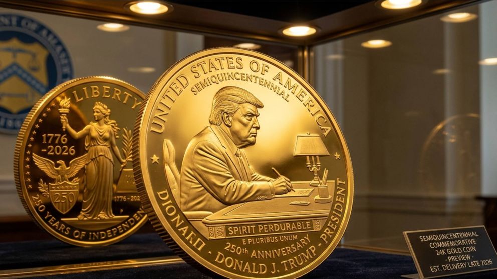 Estados Unidos lanzará monedas de oro de 24 quilates y de un dólar con el rostro de Donald Trump. (Imagen ilustrativa generada con IA)