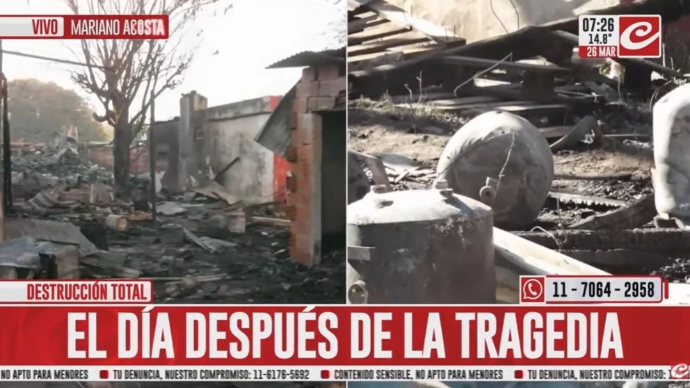 La zona devastada por el incendio de un depósito de garrafas seguido de explosiones.