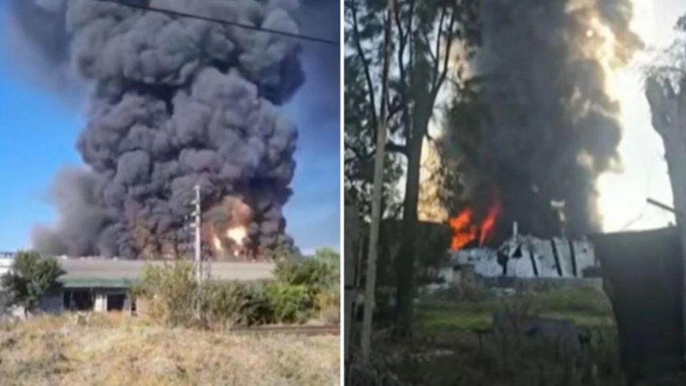Un incendio de grandes dimensiones azota un depósito de pinturas de Francisco Álvarez.