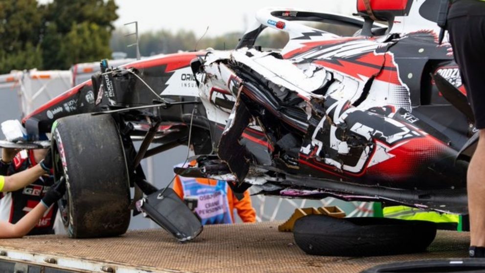 Así quedó el auto de Oliver Bearman tras el tremendo accidente en el GP de Japón de F1.