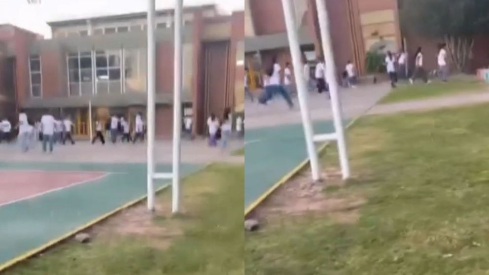 Así alumnos escaparon de una escuela en Santa Fe después de un estudiante matara a otro a escopetazos (Captura video).