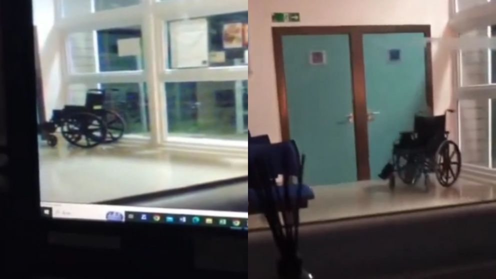 El "fantasma" en el hospital se hizo presente cuando ella quiso registrarlo y la dej� aterrada (Captura video).