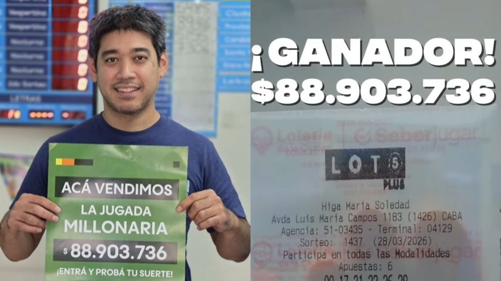 Un vecino se Palermo se quedó con una fortuna de $88 millones con el Loto 5 Plus (Instagram/@lotba.bet.ar).