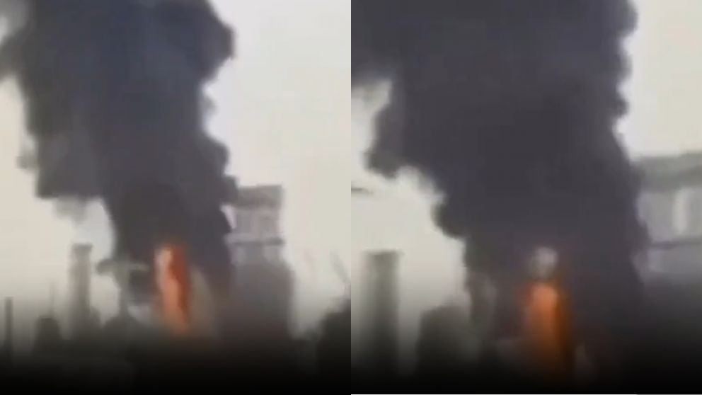 La refiner�a de petr�leo que se incendi� en Kuwait producto del ataque iran�.