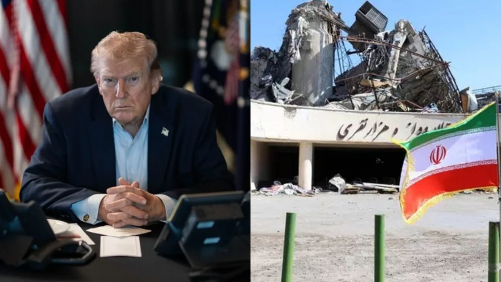 El presidente de Estados Undos, Donald Trump, y un bombardeo en Irán (Archivo).