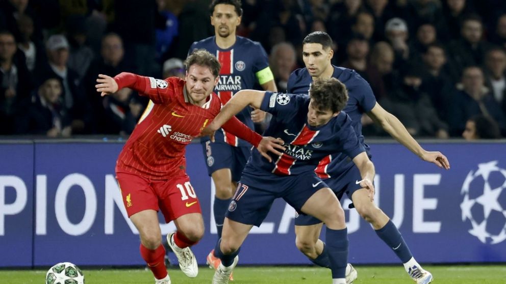 El PSG no la tendrá nada fácil ante el indescifrable Liverpool de Alexis Mac Allister.