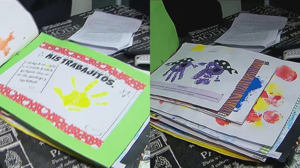 Los dibujos de Ángel en el jardín de infantes de Comodoro Rivadavia (Gentileza: TN).