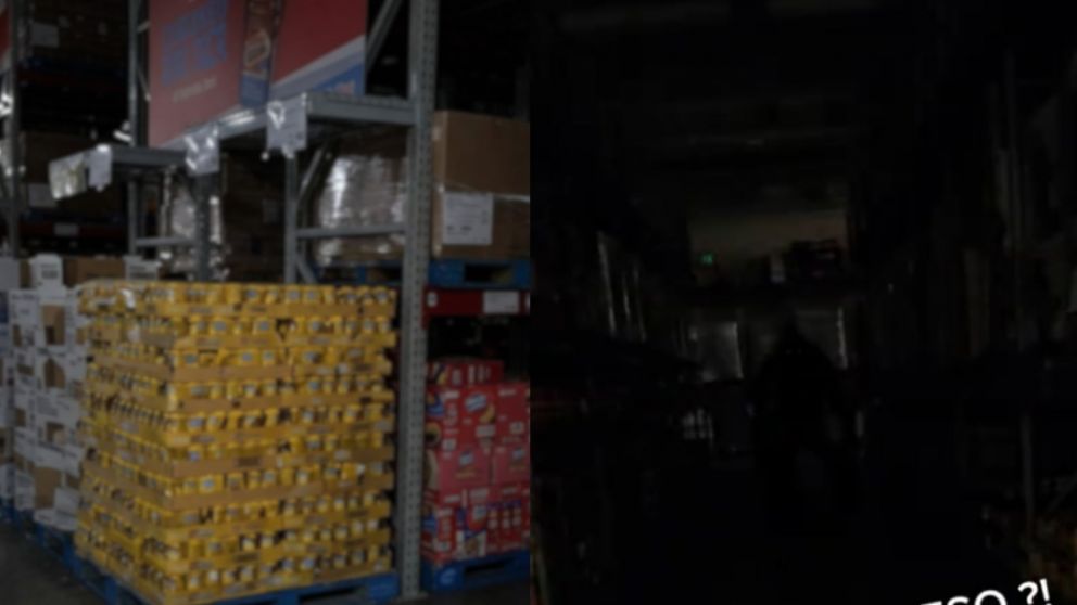 La inquietante presencia en el supermercado quedó filmada y asustó a todos (Captura video).
