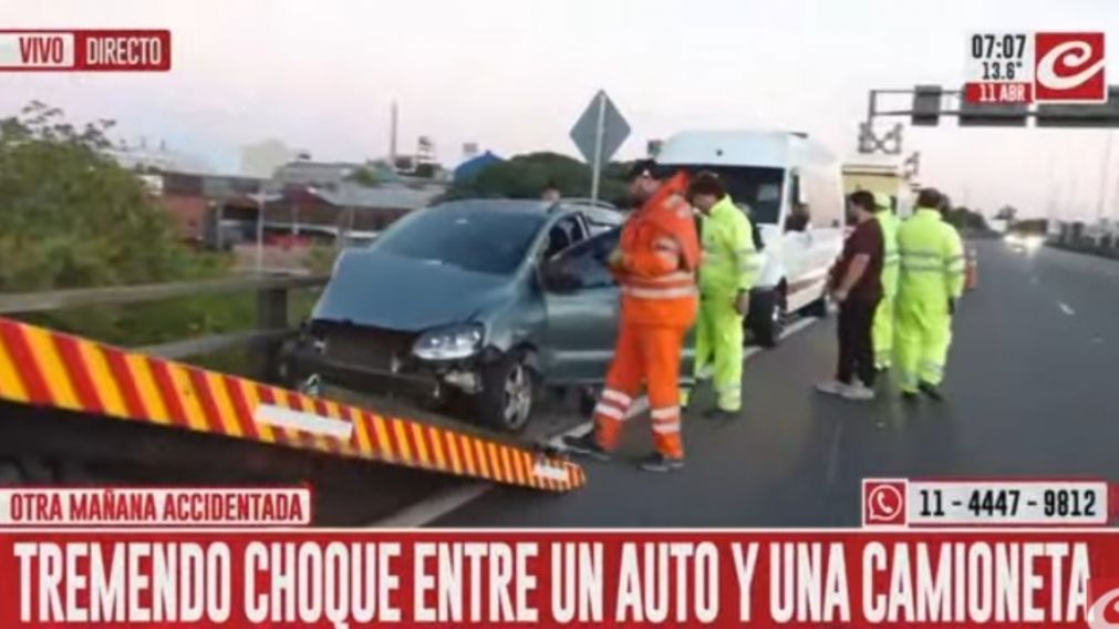 Se investigan las causales del choque en la autopista 9 de julio (Captura de TV).