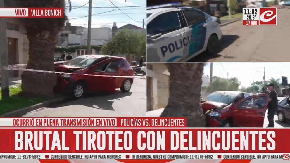 Impactante persecuci�n y tiroteo durante un m�vil de Cr�nica.
