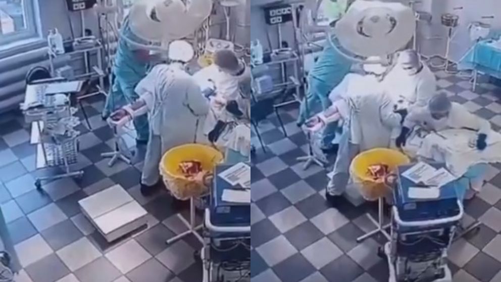 En pleno terremoto, un equipo m�dico sigui� operando y le salv� la vida al paciente (Captura de video).