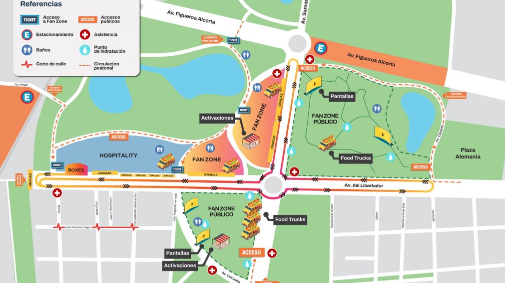 El circuito armado en Palermo tendr� zonas de acceso gratuitas para la gente.