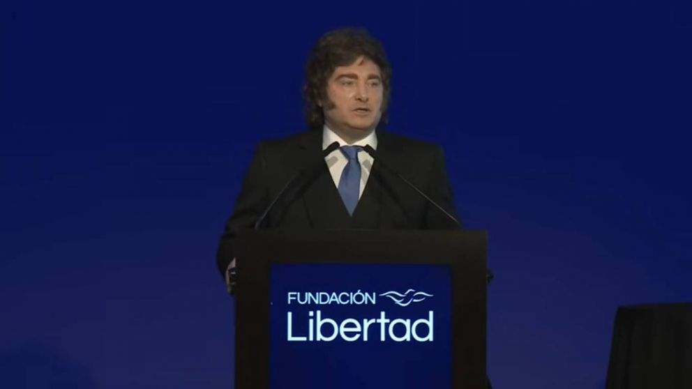 Javier Milei cerró la cena anual de la Fundación Libertad.