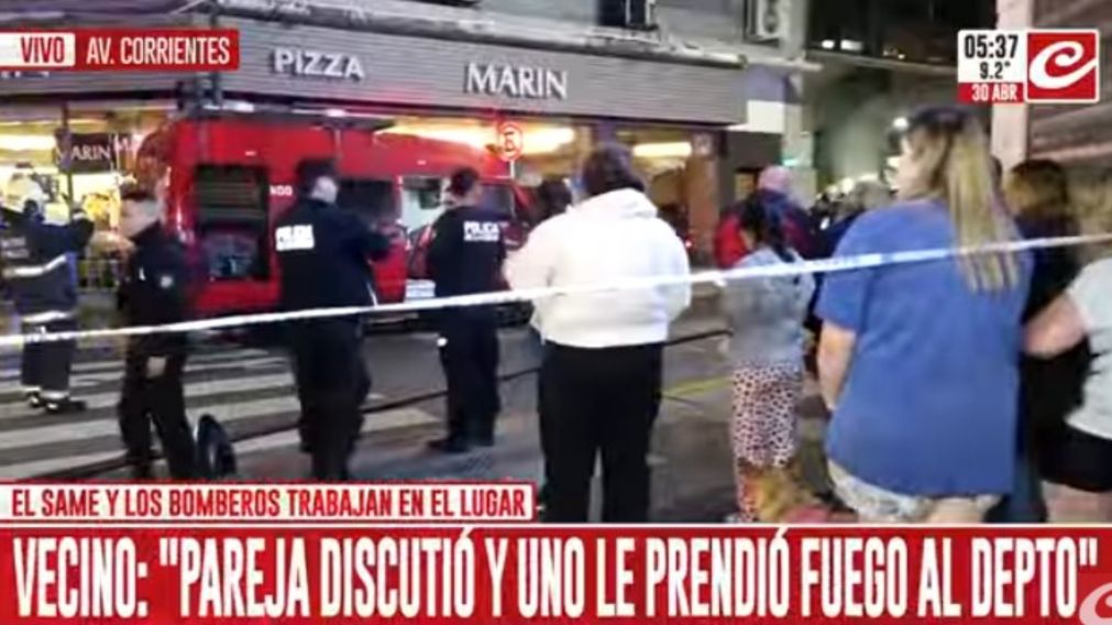 El incendio tuvo lugar en el séptimo piso de un edificio ubicado sobre la calle Paraná al 400 (Captura de TV).