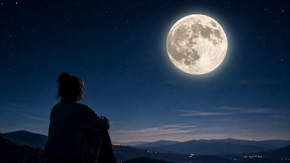 La Luna llena ilumina el cielo nocturno mientras invita a la introspección y a conectar con emociones profundas.