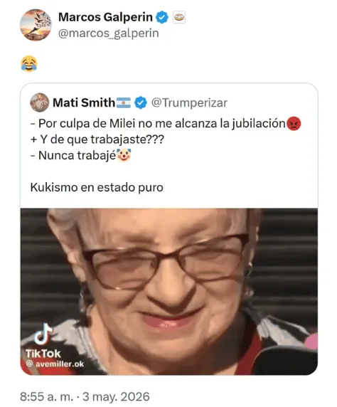 La reacci&oacute;n de Marcos Gaperin