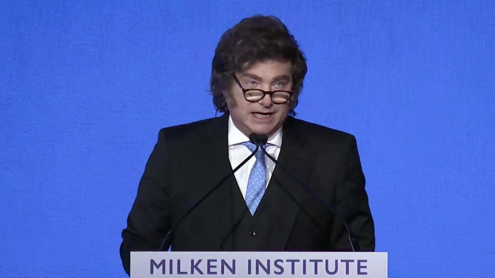 Javier Milei disert� en la Conferencia Anual del Instituto Milken.