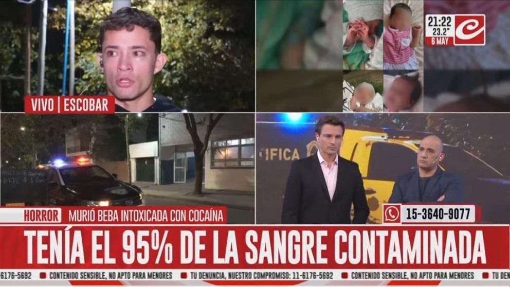 Una beb� muri� intoxicada con coca�na en Escobar: ten�a el 95% de la sangre contaminada