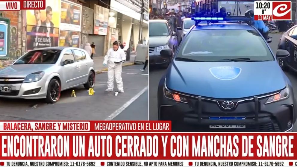 El auto fue encontrado con m�ltiples impactos de bala y rastros de sangre.