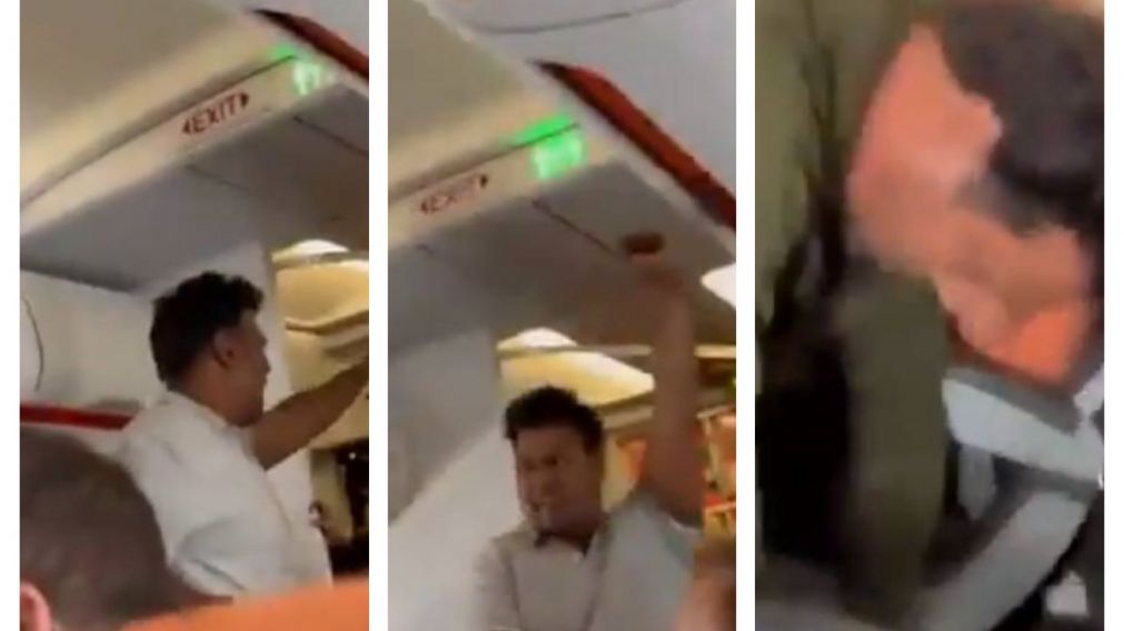 El hombre, de 41 años, fue reducido por los propios pasajeros del vuelo (Imagen captura de video).