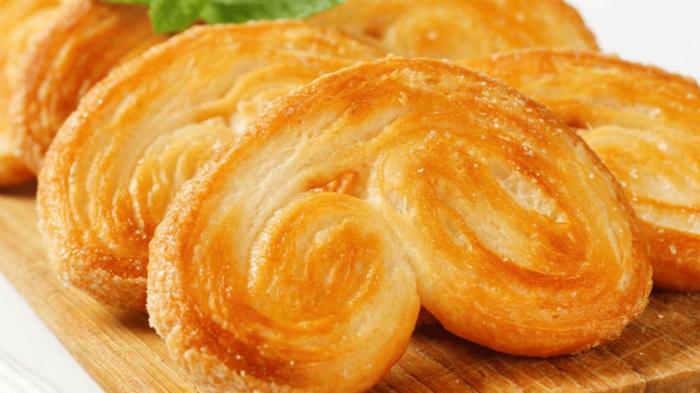 Elephant ear cookies coated with sugar