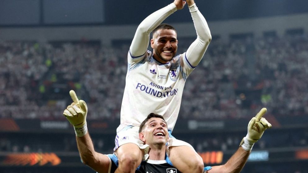 El tremendo festejo del Dibu Mart�nez luego de ser campe�n de la Europa League con el Aston Villa