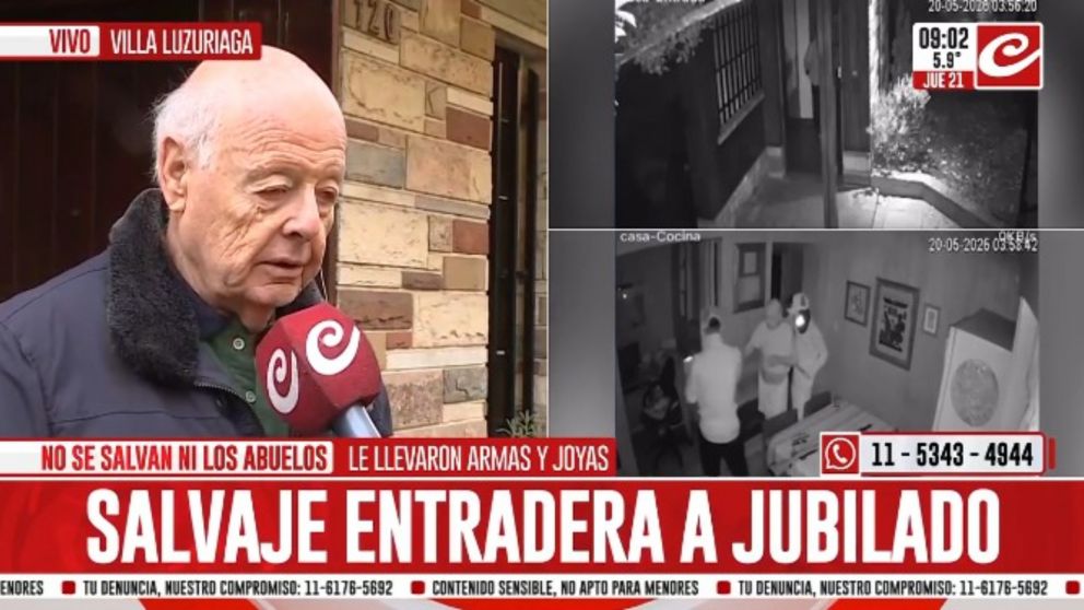 Los delincuentes se llevaron un importante botín de la casa del jubilado de 87 años (Captura de TV).