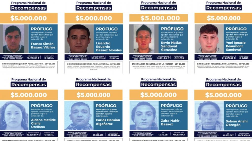 El Gobierno ofrece una recompensa millonaria para capturar a una banda de traficantes de armas.