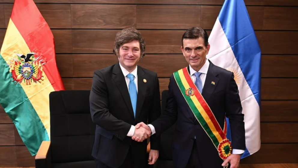 Javier Milei, junto al presidente boliviano Rodrigo Paz Pereira.