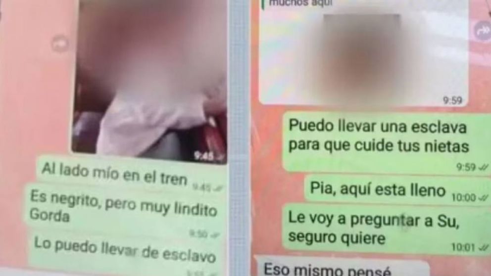 Los mensajes por los que fue detenido un turista argentino acusado de racismo en Brasil.