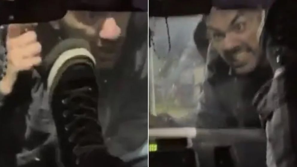 El momento de la violenta reacci�n del hombre acusado de amenazas y hostigamiento por parte de su ex pareja.