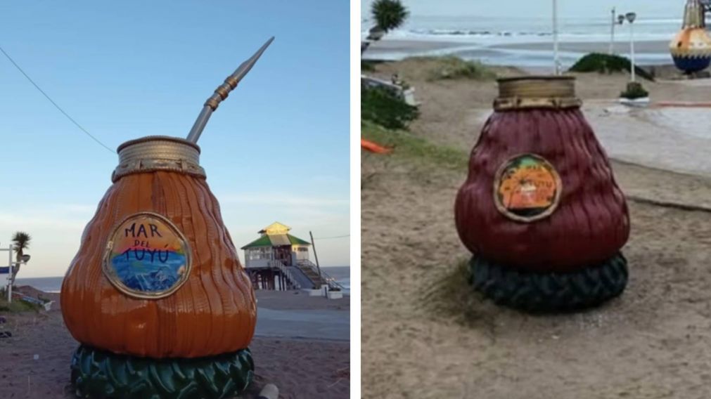 Robaron la bombilla del monumento al mate gigante en Mar del Tuy�.