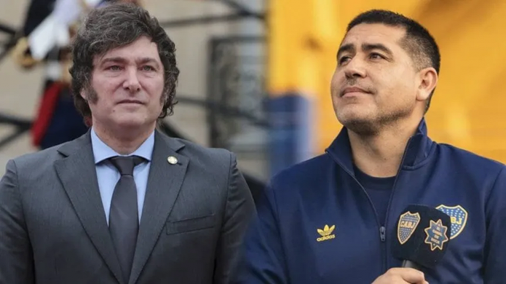 El picante "palito" de Milei a Riquelme tras la eliminación de Boca en la Copa Libertadores