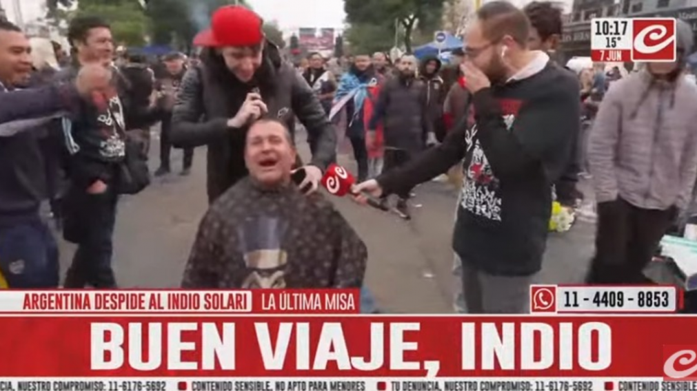 Lo viste en Cr�nica: se rap� en vivo "en honor al Indio" Solari.