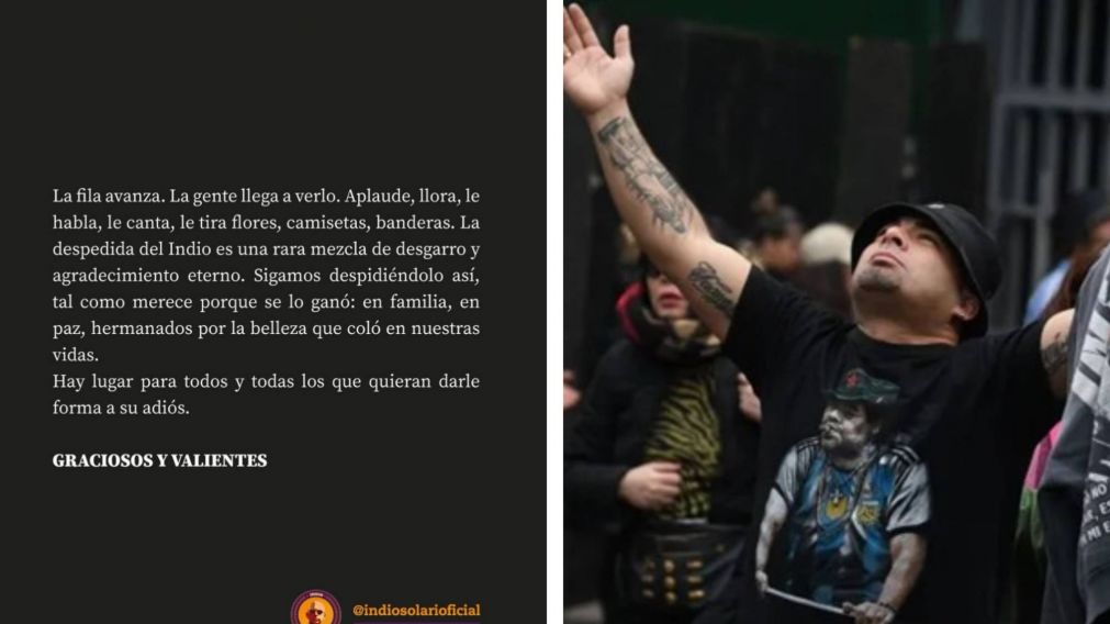 La cuenta oficial del Indio Solari difundió un nuevo mensaje sobre el velatorio popular.