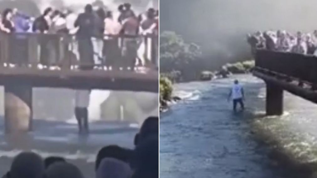 Conmoci�n: se tir� a las Cataratas del Iguaz� para recuperar el celular que se le hab�a ca�do.